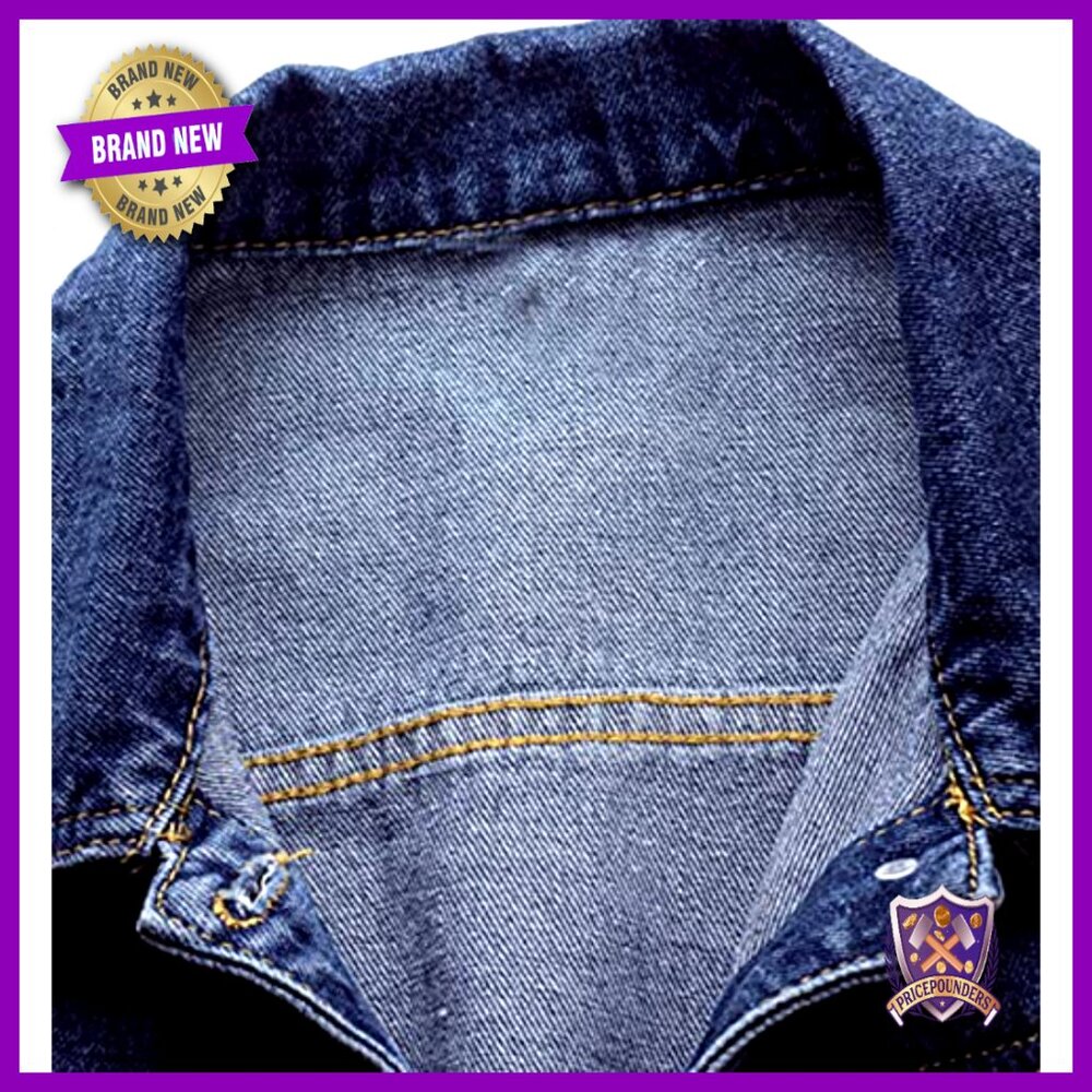 Distressed Denim Jacket Casual Chic Ripped Oversized Y2K Retro Style with - Picture 4 of 7
